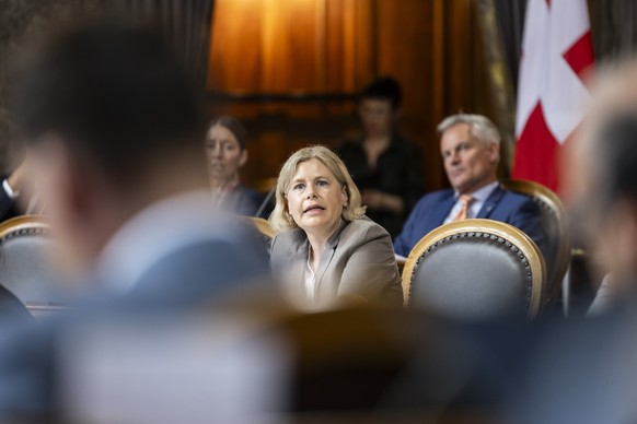 Esther Friedli, SVP-SG, Mitte, aeussert sich zur Finanzierung der Entwicklungszusammenarbeit, an der Herbstsession der Eidgenoessischen Raete, am Mittwoch, 11. September 2024 im Staenderat in Bern. (K ...