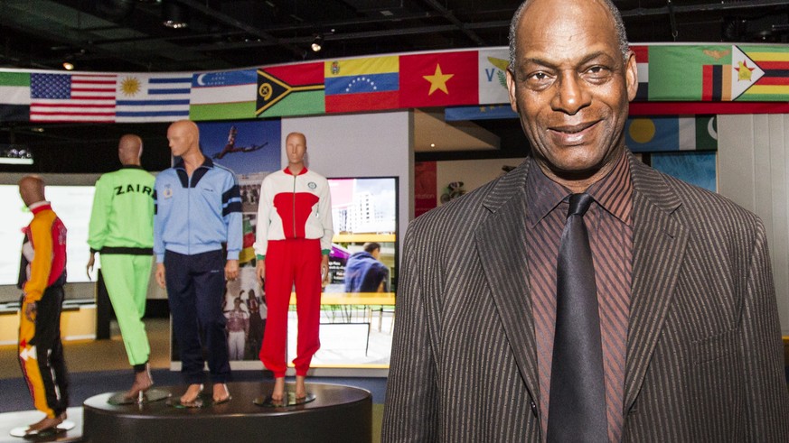 Robert &quot;Bob&quot; Beamon, an American former track and field athlete, in the Olympic Museum, in occasion of the reopening to the public, Saturday December 21, 2013, in Lausanne. KEYSTONE/Aline St ...