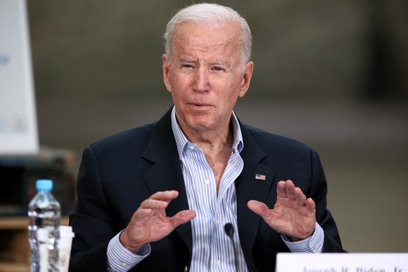 epa09849266 US president Joe Biden during a meeting with the non-governmental organizations supporting Ukrainian refugees, in Rzeszow, southeastern Poland, 25 March 2022. US president Joe Biden arrive ...