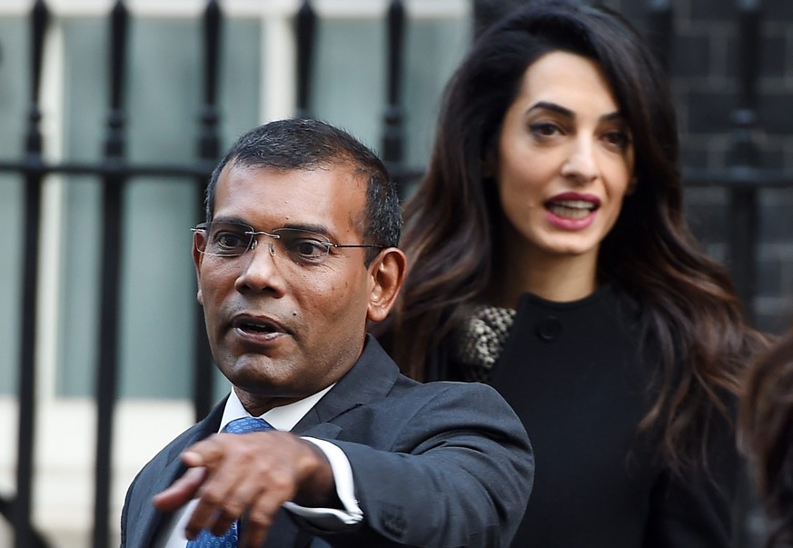 Mohamed Nasheed und Anwältin Amal Clooney in London.