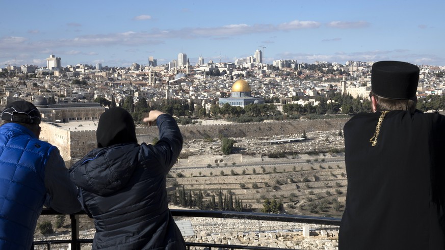 epa06376888 A view of the the Old City of Jerusalem, with the golden Dome of the Rock, 08 December 2017. Palestinians announced general strike and a rage day to protest against US President Donald J.  ...