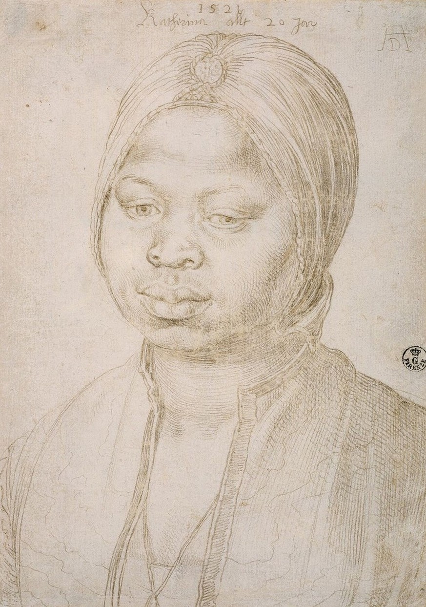 Katharina von Albrecht Dürer, 1521.
https://www.gnm.de/museum-aktuell/duererpostkolonial/