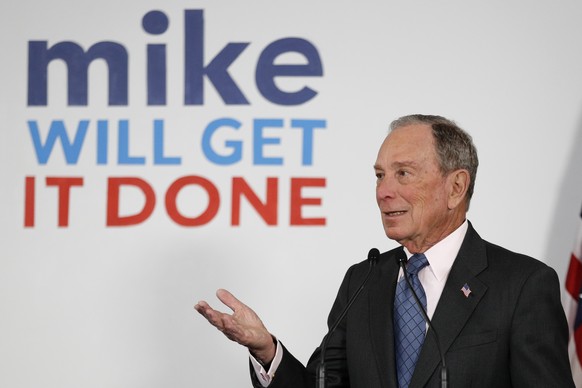 FILE - In this Jan. 27, 2020, file photo, Democratic presidential candidate and former New York City Mayor Michael Bloomberg speaks to supporters at a campaign office, Monday, Jan. 27, 2020, in Scarbo ...