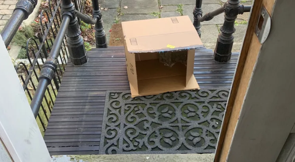 Up and Down: The package pirates leave only the open box.