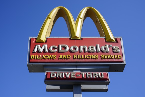 A McDonald&#039;s sign is shown in Philadelphia, Monday, April 26, 2021. McDonald