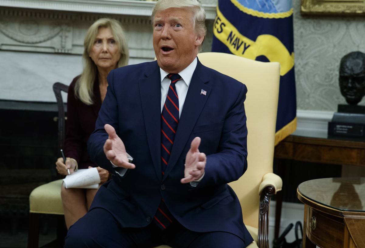 President Donald Trump speaks during a meeting with Italian President Sergio Mattarella in the Oval Office of the White House, Tuesday, Oct. 15, 2019, in Washington. (AP Photo/Evan Vucci)
Donald Trump