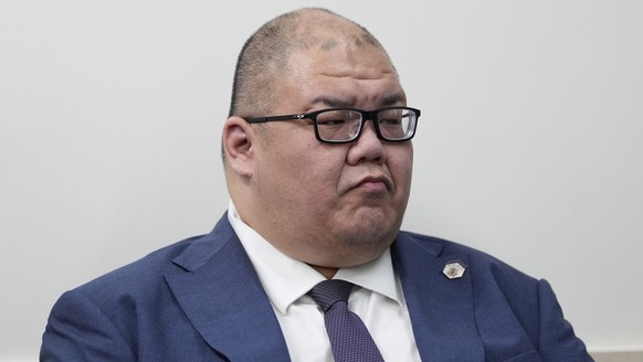 White House communications director Steven Cheung listens during a briefing with reporters in the James Brady Press Briefing Room at the White House, Thursday, June 19, 2025, in Washington. (AP Photo/ ...