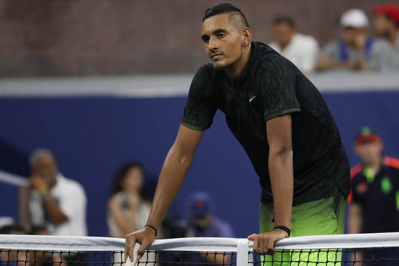 Sep 1, 2016; New York, NY, USA; Nick Kyrgios of Australia reacts after missing a shot against Horacio Ceballos of Argentina on day four of the 2016 U.S. Open tennis tournament at USTA Billie Jean King ...