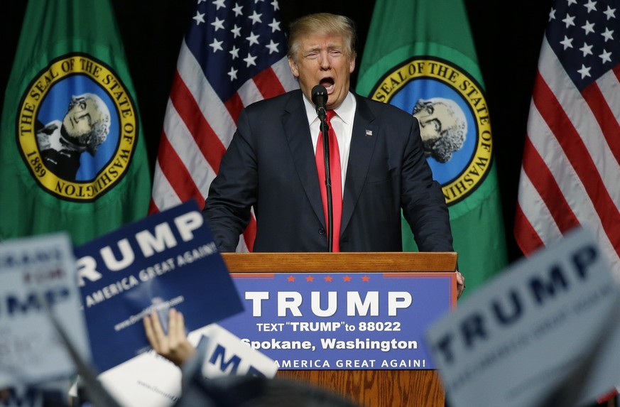 Donald Trump während seiner Rede in Spokane.<br data-editable="remove">