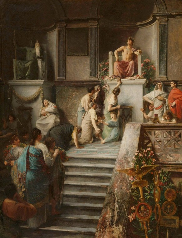 Caligula indulging in the worship of the people, 1877 by Émile Lévy