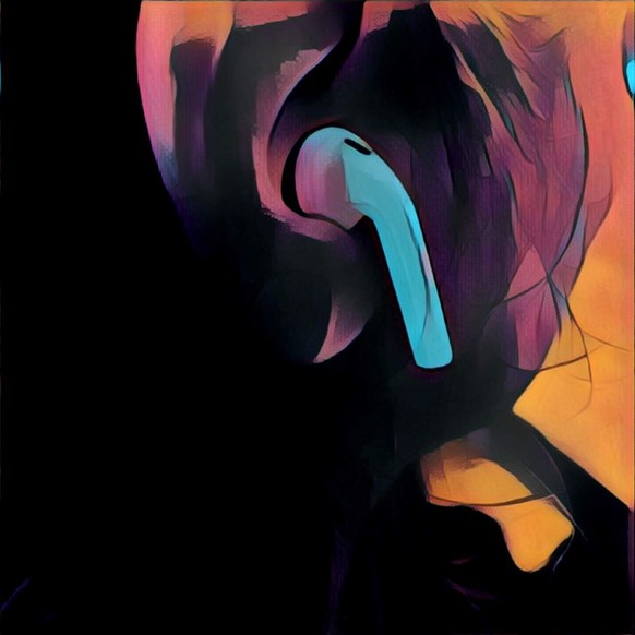 AirPods und EarPods von Apple, bearbeitet mit Foto-Filter-App Prisma