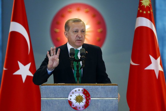 Turkey&#039;s President Recep Tayyip Erdogan talks during an event in Ankara, Turkey, Wednesday, Jan. 18, 2017. Turkey&#039;s parliament on Wednesday embarked on a second round of voting on a contenti ...