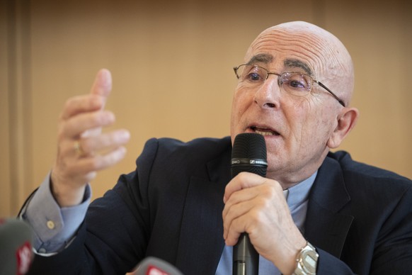Ressortverantwortlicher der SBK Bischof Joseph Bonnemain, informiert ueber den aktuellen Stand der Aufarbeitung sexuellen Missbrauchs in der katholischen Kirche, aufgenommen am Montag 27. Mai 2024 in  ...