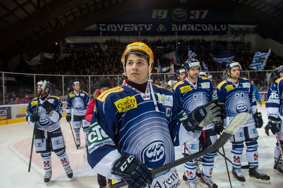 Ambris Inti Pestoni im Eishockey Platzierungsspiel der National League A zwischen dem HC Ambri-Piotta und dem EHC Biel, am Dienstag, 15. Maerz 2016, in der Valascia Eishalle in Ambri. (KEYSTONE/Ti-Pre ...