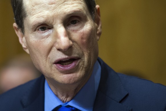 The Senate Finance Committee&#039;s ranking member Sen. Ron Wyden, D-Ore., questions IRS Commissioner John Koskinen on Capitol Hill in Washington, Thursday, April 6, 2017. (AP Photo/Cliff Owen)