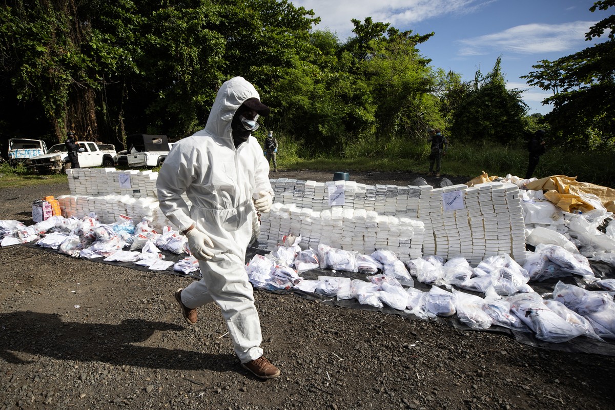 epaselect epa12553348 A member of the National Institute of Forensic Science (INACIF) examines confiscated cocaine, in Santo Domingo, Dominican Republic, 27 November 2025. The Dominican Republic incin ...