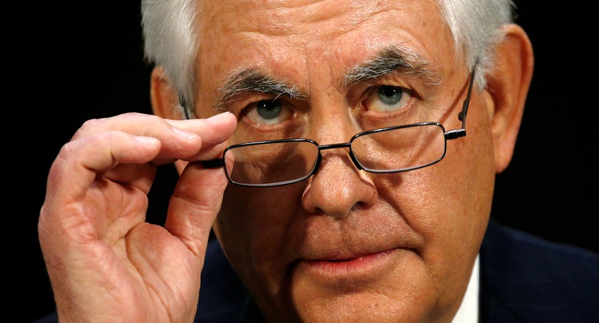 FILE PHOTO: Rex Tillerson, the former chairman and chief executive officer of Exxon Mobil, testifies during a Senate Foreign Relations Committee confirmation hearing to become U.S. Secretary of State  ...