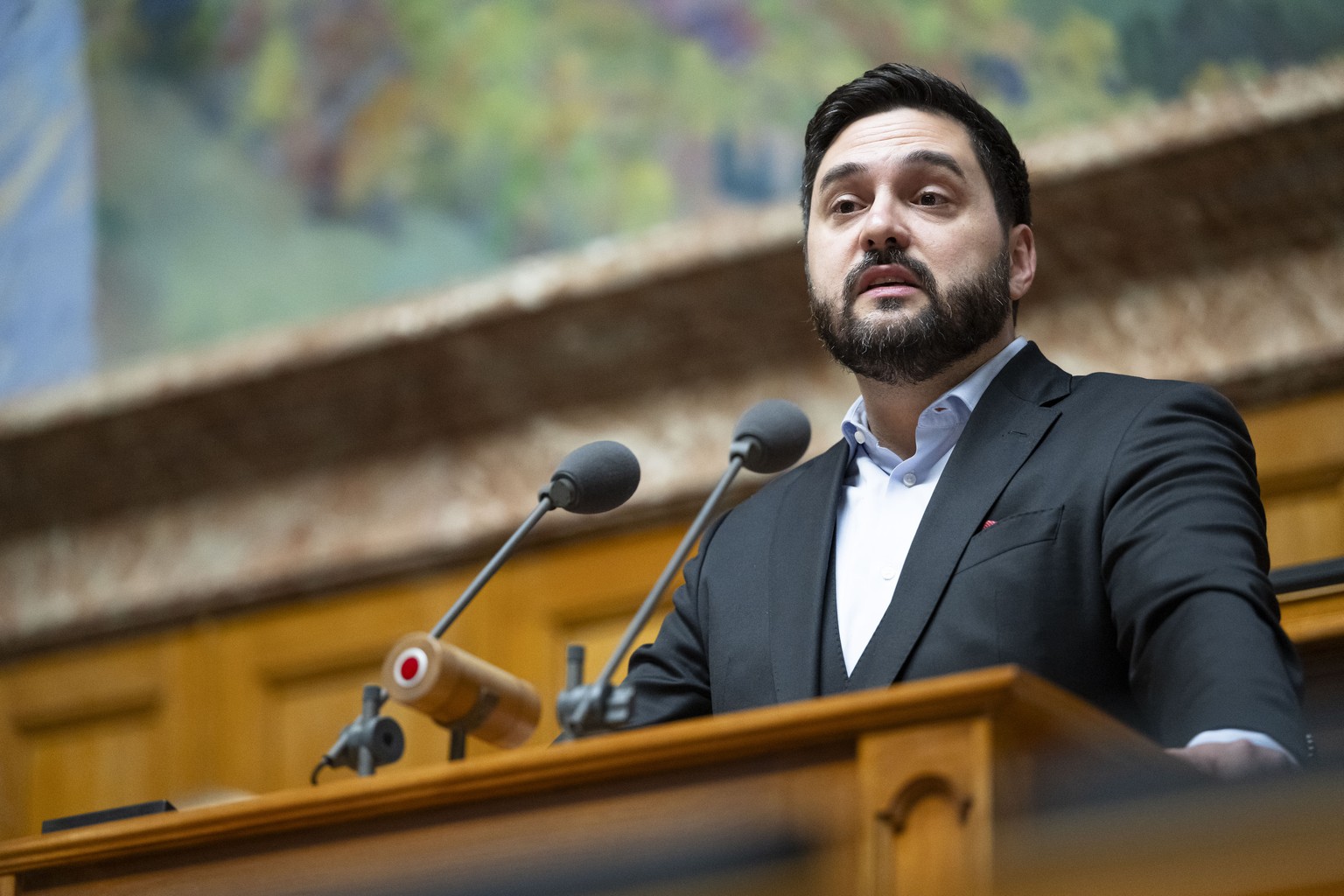 Cedric Wermuth, SP-AG, spricht an der Fruehjahrssession der Eidgenoessischen Raete, am Dienstag, 3. Maerz 2026 im Nationalrat in Bern. (KEYSTONE/Andreas Becker)
