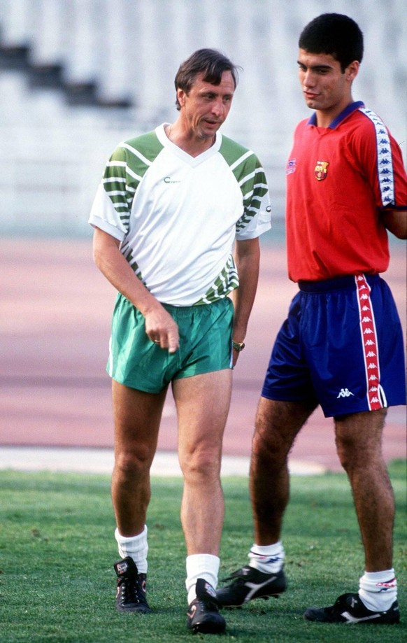 Johan Cruyff und Pep Guardiola 1993.