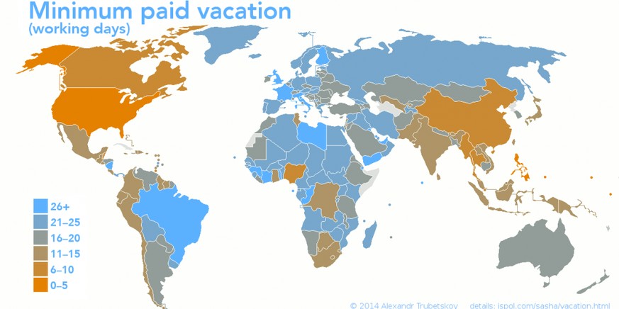 In Nordamerika oder Ostasien gibt es wenig bezahlte Ferientage.&nbsp;