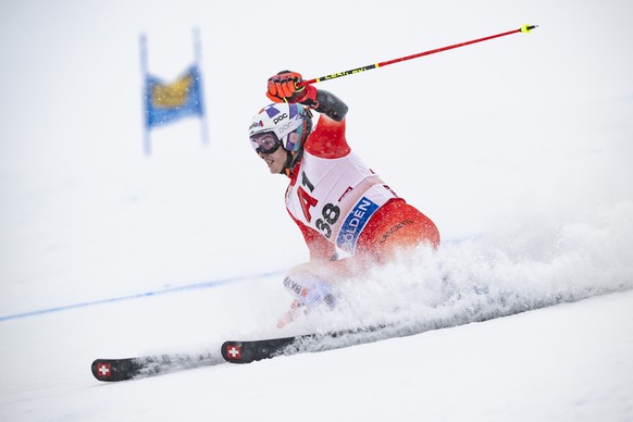 epa12483387 Lenz Haechler from Switzerland in action during the first run of the Men?s Giant Slalom race of the FIS Alpine Ski World Cup season opener on the Rettenbach glacier, in Soelden, Austria, 2 ...
