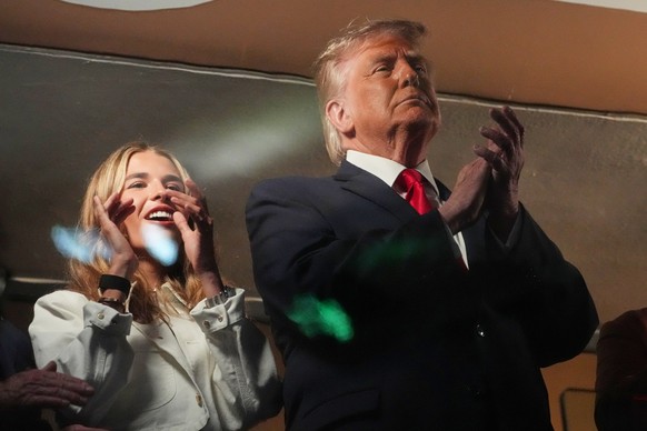 President Donald Trump attends an NBA Finals playoff basketball game between the New York Knicks and the San Antonio Spurs at Madison Square Garden in New York, Monday, June 8, 2026, with Kai Trump. ( ...