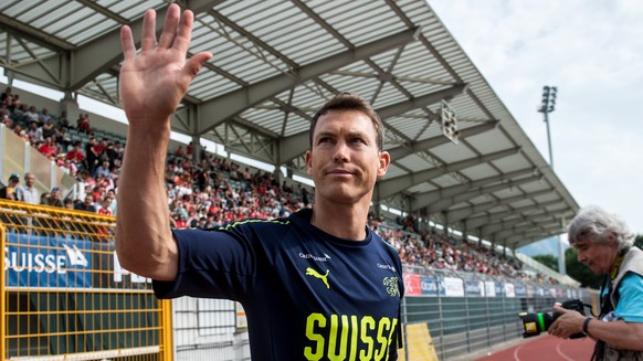 Swiss national team players Stephan Lichtsteiner before a training session in Cornaredo Stadium in Lugano, Switzerland, Wednesday, June 6, 2018. (KEYSTONE/Ti-Press/Gabriele Putzu)