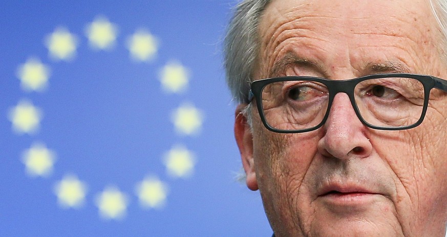 epa06573463 (FILE) EU Commission President Jean-Claude Juncker gives a statement to the media after the informal meeting of the 27 European Heads of States and Governments in Brussels, Belgium, 23 Feb ...