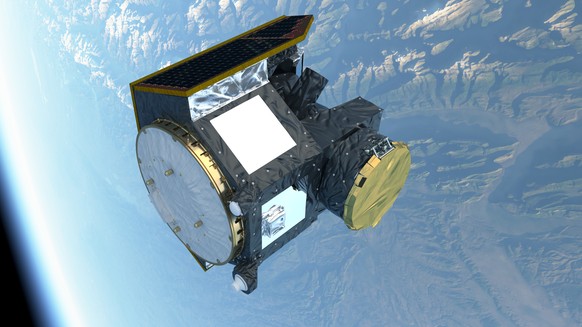 HANDOUT - Cheops, an exoplanet-observing satellite, illustration. In this view the satellite&#039;s telescope cover is closed. Cheops is the European Space Agency (ESA)&#039;s CHaracterising ExOPlanet ...