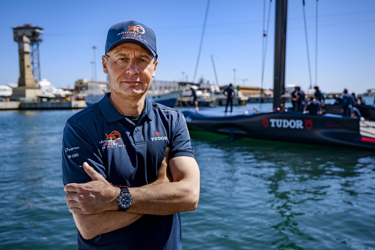 Ernesto Bertarelli, CEO of Alinghi Red Bull Racing poses after Alinghi Red Bull Racing's BoatOne is launched during a ceremony at the team's base in preparation for the next 37th America?s C ...