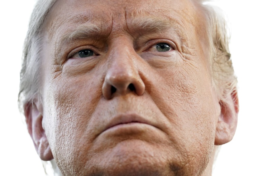 President Donald Trump speaks to reporters on the South Lawn of the White House, Tuesday, Sept. 22, 2020, before leaving for a short trip to Andrews Air Force Base, Md., and then onto Pittsburgh for a ...