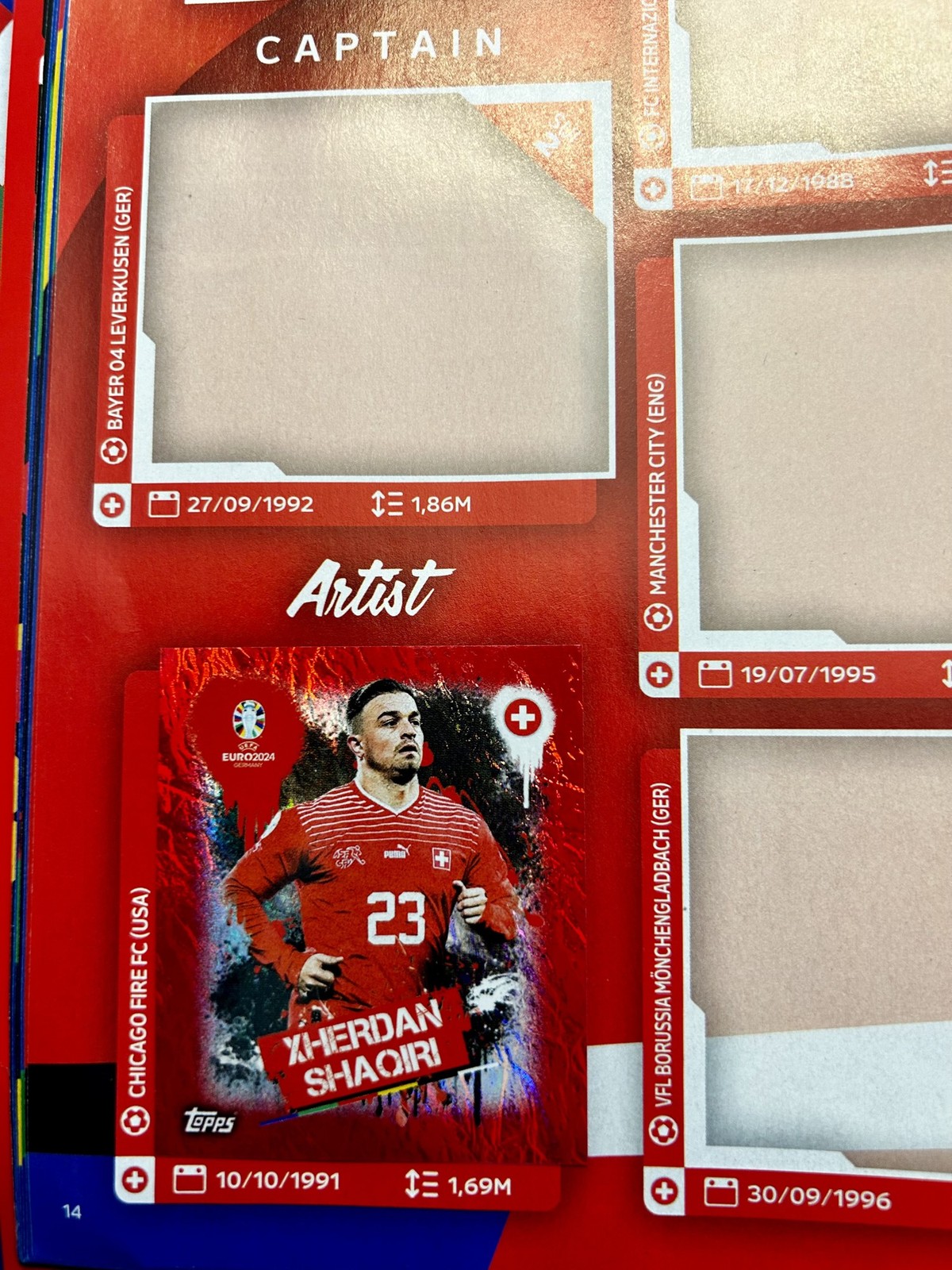 Diese Dinge nerven uns am neuen Topps-Sammelalbum zur UEFA Europameisterschaft 2024 in Deutschland. Beispiel: Captain und Künstler der Schweizer Nati.