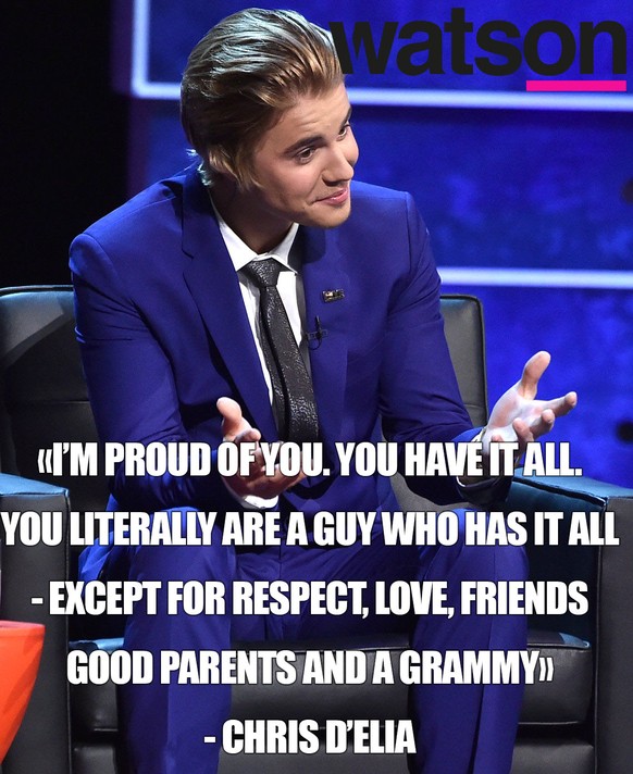 «Ich bin stolz auf dich. Du hast alles. Du bist wortwörtlich der Typ, der alles hat — ausser Respekt, Liebe, Freunde, guten Eltern und einem Grammy.» — Christ D'Elia.