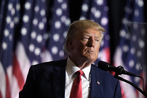 FILE - Former President Donald Trump speaks during a rally, July 7, 2023, in Council Bluffs, Iowa. Former President Donald Trump&#039;s decision to back out of Fox News&#039; first GOP primary debate  ...
