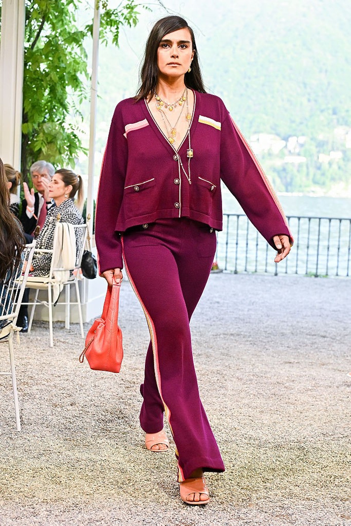 COMO, ITALY - APRIL 29: A model walks the runway at the Chanel Cruise 2025 fashion show at Villa D'Este on April 29, 2025 in Como, Italy. (Photo by Stephane Cardinale - Corbis/Corbis via Getty Im ...