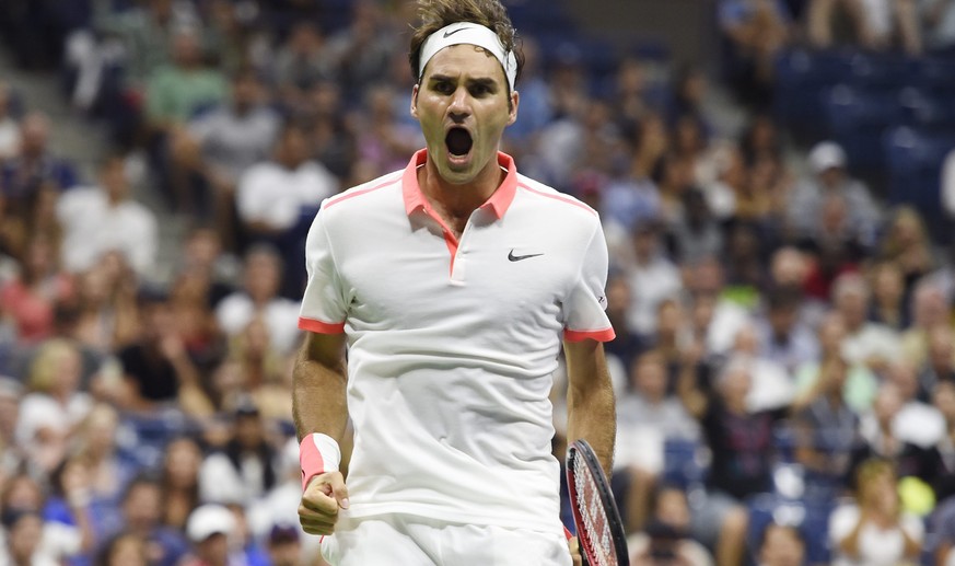 Ein Break reicht zum Sieg: Roger Federer Urschrei nach dem verwandelten Matchball.