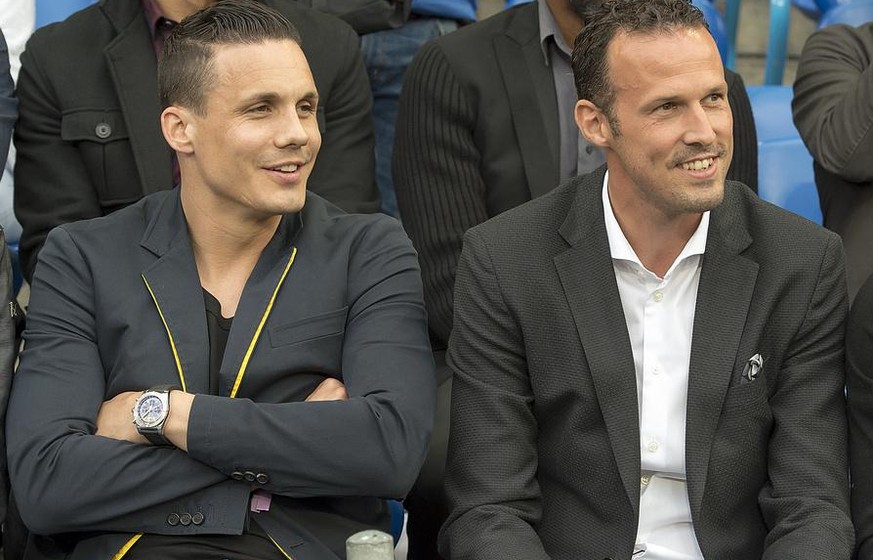 David Degen, Marco Streller und Alex Frei, von links, vor dem Fussball Meisterschaftsspiel der Super League zwischen dem FC Basel 1893 und dem Grasshopper Club Zuerich, im Stadion St. Jakob-Park in Ba ...