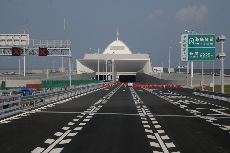 Undersea tunnel of the Hong Kong-Zhuhai-Macau Bridge is seen, in Zhuhai city, south China&#039;s Guangdong province, Wednesday, March 28, 2018. The Hong Kong-Zhuhai-Macau Bridge, the world&#039;s long ...