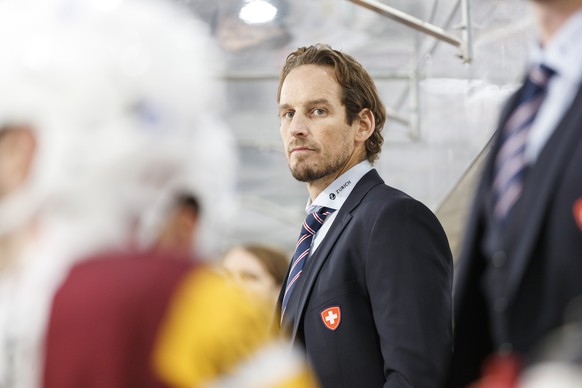 Switzerland&#039;s head coach Patrick Fischer, during the ice hockey tournament NaturEnergie Challenge game between Switzerland and Russia at the Lonza Arena ice rink in Visp, Switzerland, Friday, Dec ...