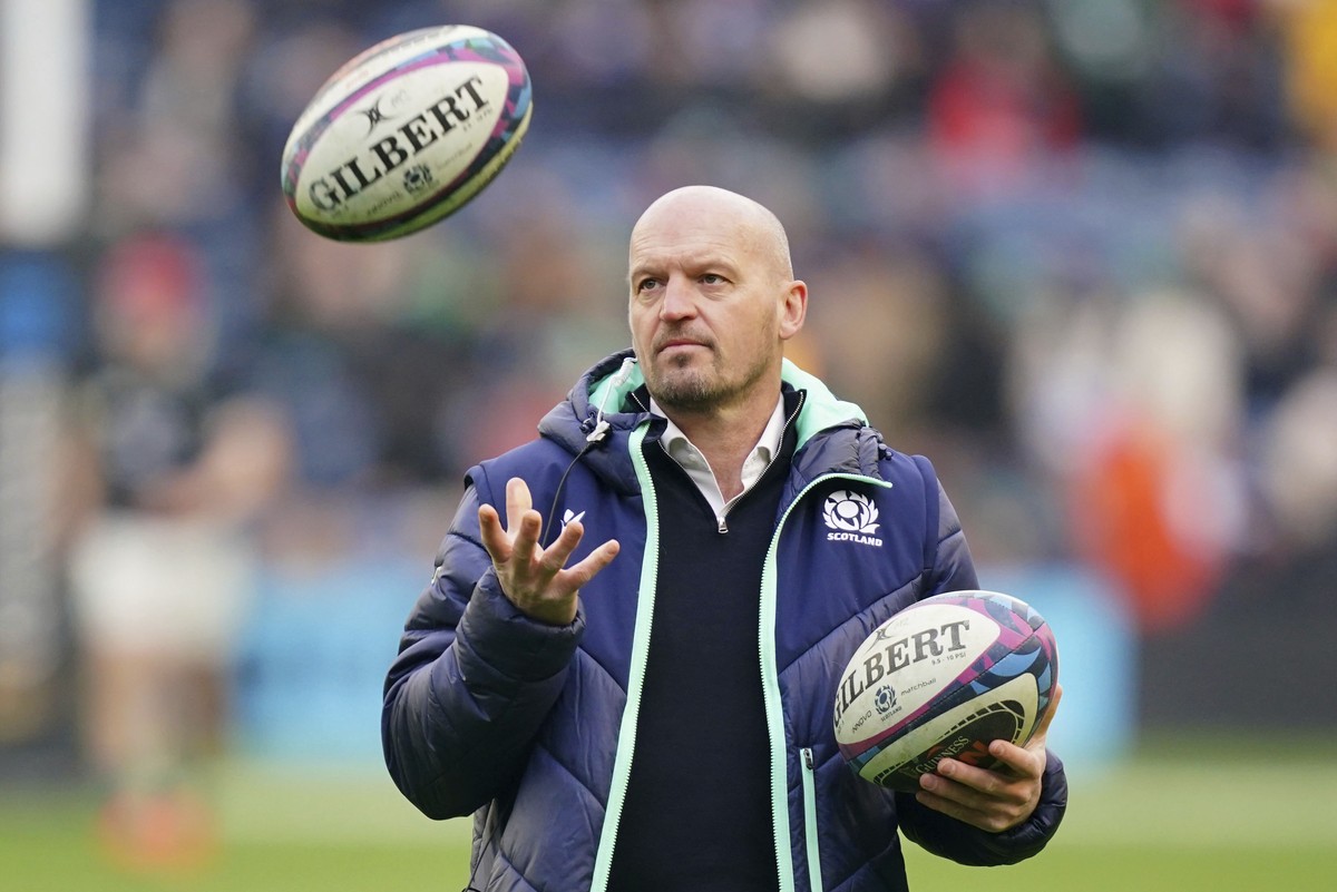 Scotland coach Gregor Townsend before the Six Nations match between Scotland and Ireland at Murrayfield Stadium, Edinburgh, Sunday Feb. 9, 2025. (Andrew Milligan/PA via AP)
