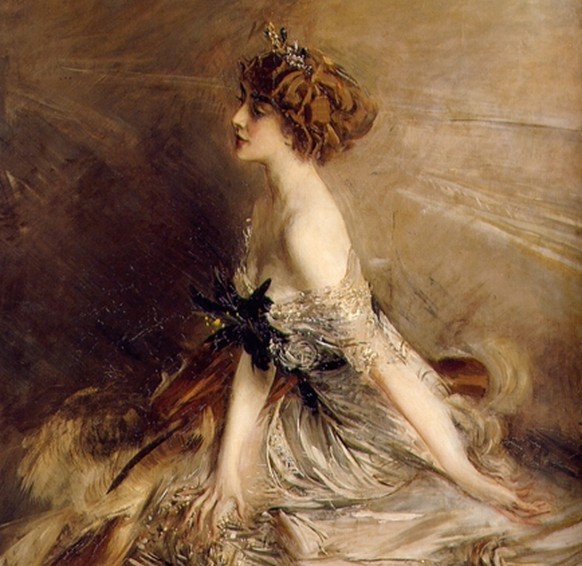 Prinzessin Martha Bibesco (1886-1973), gemalt von Giovanni Boldini, (1911). Sie war mit George Valentin verheiratet, der ihr irgendwann&nbsp;den Mogosoaia-Palast schenkte, weil er sich beim Fremdgehen ...