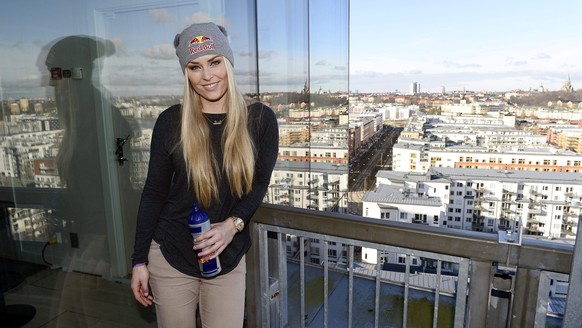 Weiter in Führung: Vonn bei einem Medientermin vor dem Rennen in Stockholm.