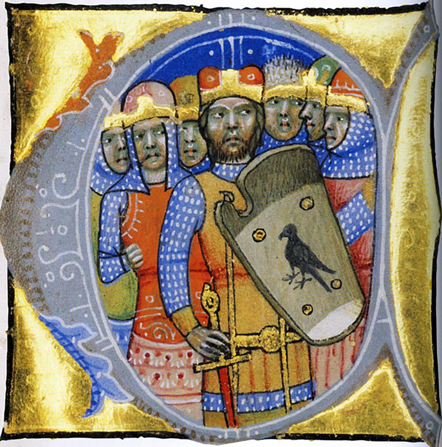 Die sieben Heerführer der Magyaren in einer Miniatur der Ungarischen Bilderchronik von 1360.
https://upload.wikimedia.org/wikipedia/commons/5/5b/HetVezer-ChroniconPictum.jpg