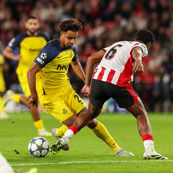 2025-09-16 PSV Eindhoven v Royale Union Saint-Gilloise - UEFA Champions League 2025/26 League Phase MD1 EINDHOVEN, NETHERLANDS - SEPTEMBER 16: Marc Giger of Royale Union Saint-Gilloise runs with the b ...