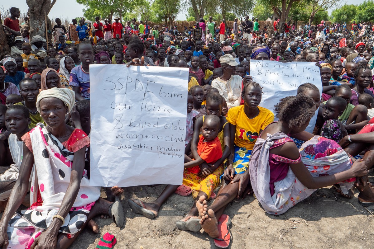 Internally displaced people gather at a church compound in Akobo, Jonglei state, South Sudan, Saturday, Feb. 21, 2026. (AP Photo/Florence Miettaux)
South Sudan Conflict