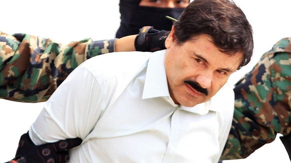 epa07365149 (FILE) - Mexican drug lord Joaquin &#039;El Chapo&#039; Guzman, after being recaptured in 2014 and presented by the authorities in Mexico City, Mexico, 21 Janaury 2017. Media reports that  ...