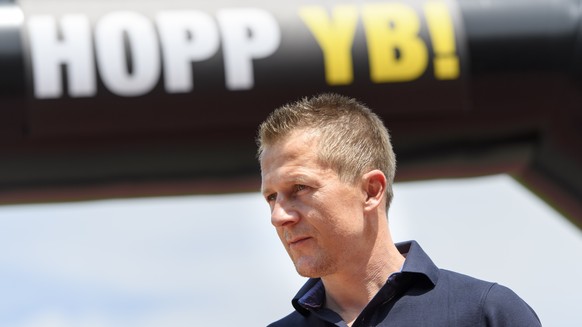 Christoph Spycher, Sportchef, bei der Trikot- und Mannschaftspraesentation der BSC Young Boys fuer die Super League Saison 2018/2019, am Samstag, 14. Juli 2018, im Stadion Neufeld in Bern. (KEYSTONE/A ...