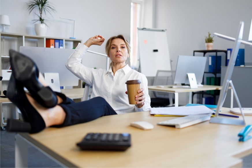 Frau, Arbeitsplatz, Büro, Kaffee, Lehrstellen