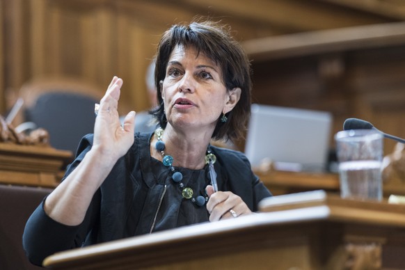 Bundespraesidentin Doris Leuthard spricht zur Kleinen Kammer an der Sommersession der Eidgenoessischen Raete, am Mittwoch, 7. Juni 2017 im Staenderat in Bern. (KEYSTONE/Alessandro della Valle)