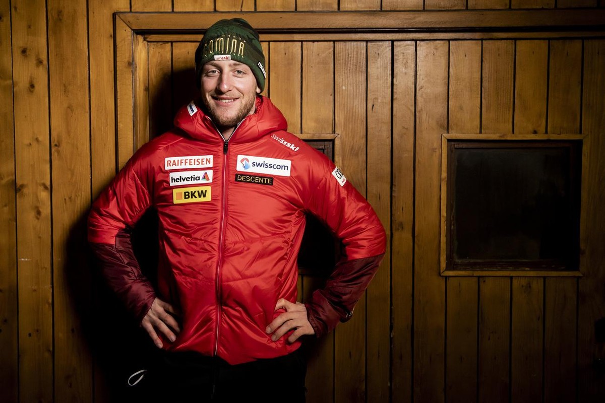 Justin Murisier of Switzerland poses during the Swiss-Ski federation press conference at the 2021 FIS Alpine Skiing World Championships in Cortina d'Ampezzo, Italy, Sunday, February 7, 2021. The  ...